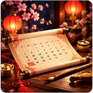 Chinese calendar scroll for calculating your zodiac sign