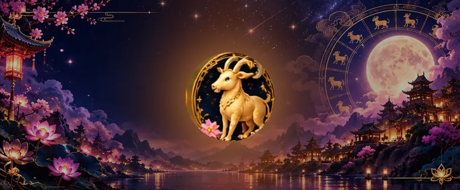 មេដាយរូបពពែពណ៌មាស ភ្លឺចែងចាំងដោយពន្លឺភ្លើងដ៏កក់ក្ដៅ ពីលើបឹងមួយក្រោមពន្លឺព្រះចន្ទ